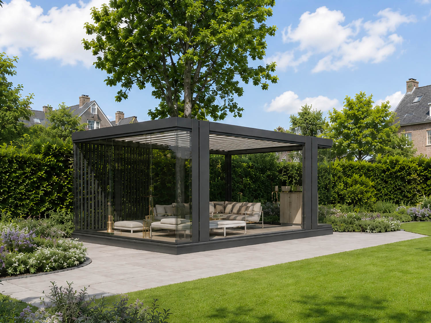 CODE overkapping met verticale lamellen